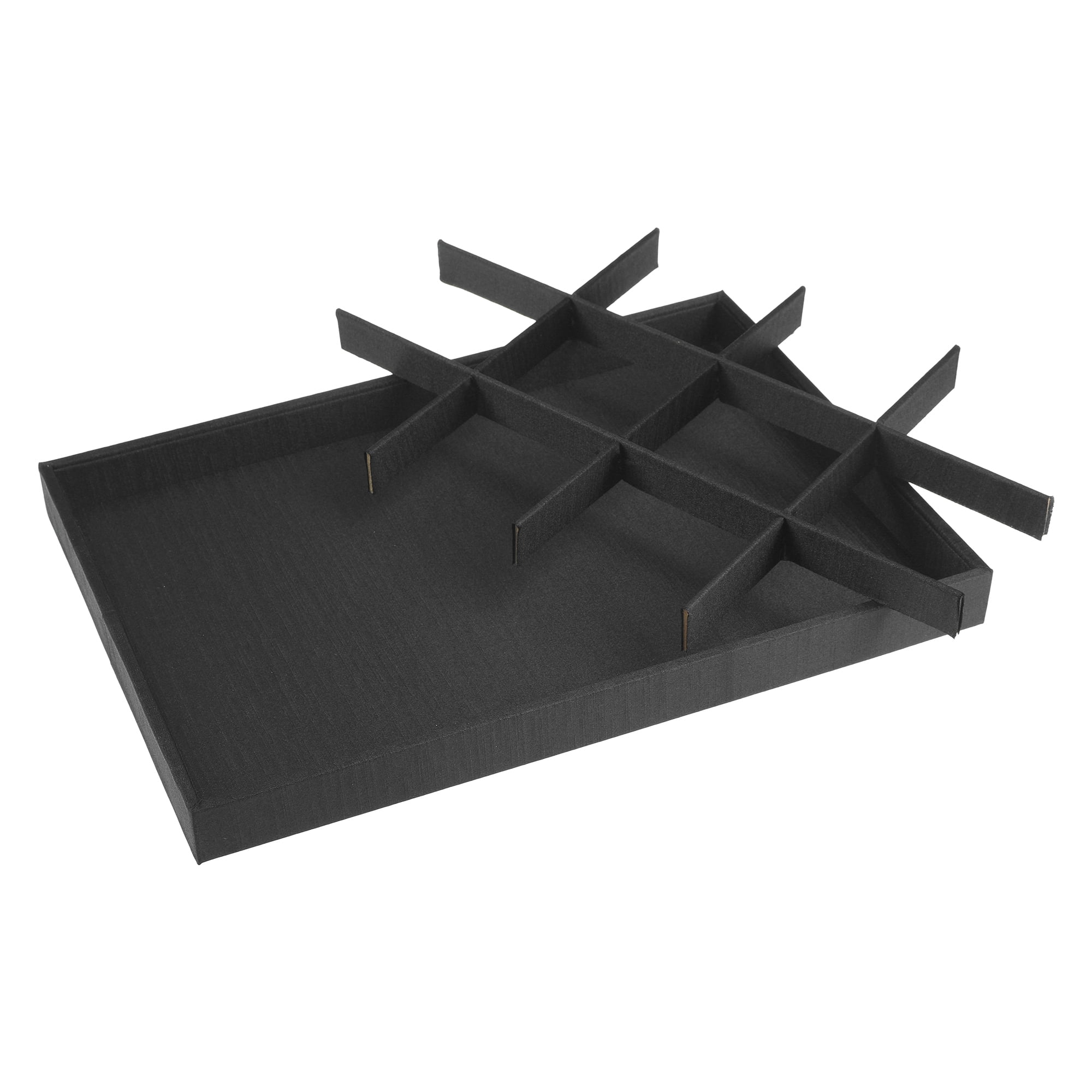 Unique Bargains Fabric Jewelry Boxes Organizer Trays with Removable Dividers for Drawers Black 12 Grid Tray