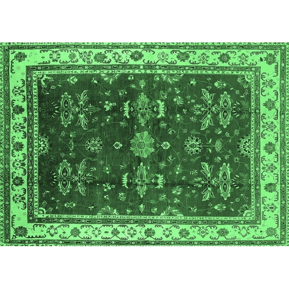 Ahgly Company Indoor Rectangle Oriental Emerald Green Traditional Area Rugs, 5' x 8'