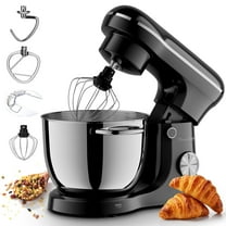10-Speed 6QT Electric Stand Mixer, Tilt-Head Food Mixer, Dough Mixer with Dishwasher Safe Stainless Steel Bowls, Dough Hook, Flat Beater, Whisk for Baking, Perfect for 4-6 Family, Black