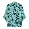 thumbnail image 4 of Helii Womens Flared Sleeve Shirt Boho Print V Neck Dressy Casual Tops Trendy Flowy Loose Blouse Fashion Beach Sun Outfits Spring Summer S-3XL, 4 of 5