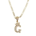 thumbnail image 2 of Cadena y dije de brillos con corona de oro laminado letra G, 2 of 8