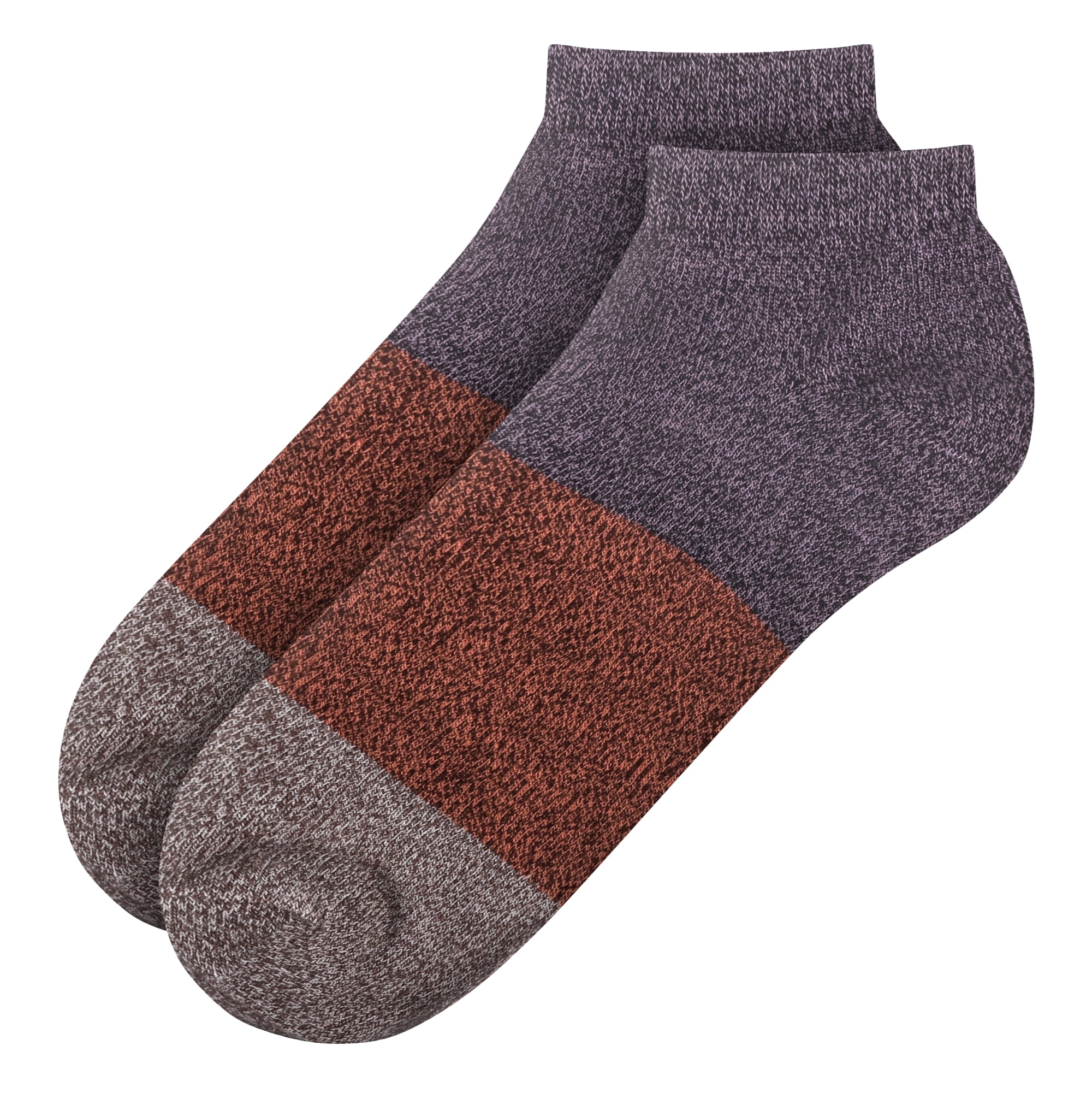 BambooMN Unisex Rayon from Bamboo Classic Casual Ankle Socks - Purple Red Brown - Large - 2 Pairs