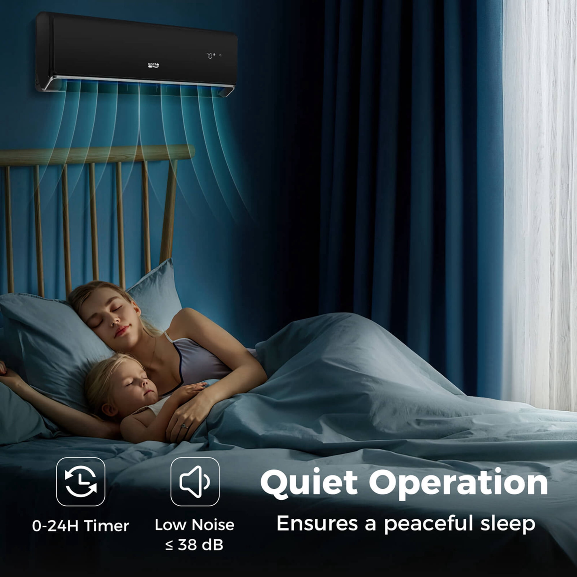 Costway 24000 BTU Wifi Enabled Mini Split Air Conditioner & Heater with Heat Pump Black