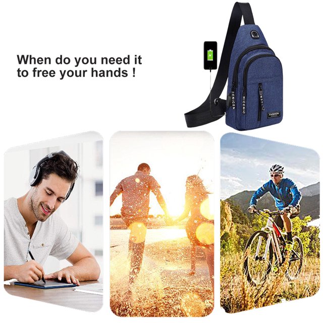 Bolsa De Pecho Riñoneras informales para hombre, riñoneras seguras, accesorios para deportes al aire libre (azul) Tmvgtek Para Estrenar