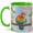 Green, variant on Colorful Lovebird Coffee Mug, Spring Floral Swing Bird Lover Design, 11 oz Ceramic Cup