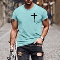 thumbnail image 2 of UVEASISHA Mens Summer T Shirts Christian Cross Print Crew Neck Tees Lightweight Short Sleeve Workout Shirt Comfort Casual Pullover Top Light Blue XXL, 2 of 6