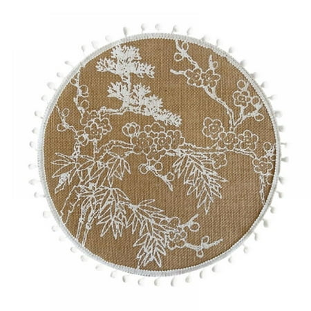 

Round Placemats Dining Winter Modern Dinner Braided Beige Boho Round Table and Fall Circle Placemats Boho Runner Kitchen Table Plate Mats 1PC