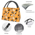 thumbnail image 4 of Yiaed Bold Black and White Leaves Orange Print Lunch box lunch bag Portable Insulated Lunch Box for Women Men Cooler Tote Bag with Front Pocket for Work Picnic Travel, 4 of 6