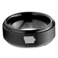 thumbnail image 2 of Tungsten Iowa Hawkeye State Band Ring 8mm Men Women Comfort Fit Black Step Bevel Edge Brushed Polished, 2 of 4