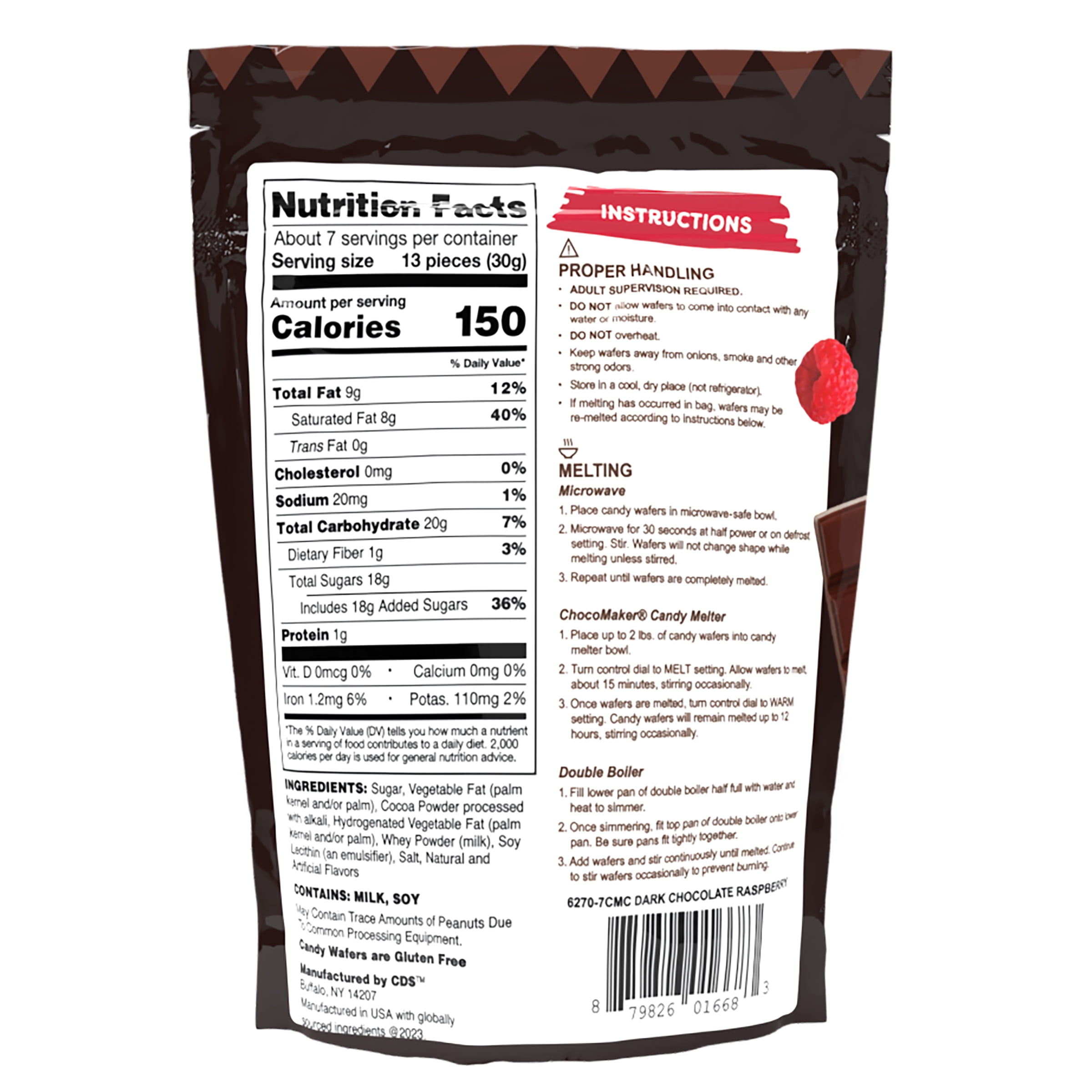 ChocoMaker Dark Chocolate Raspberry Flavored Candy Wafers 7oz