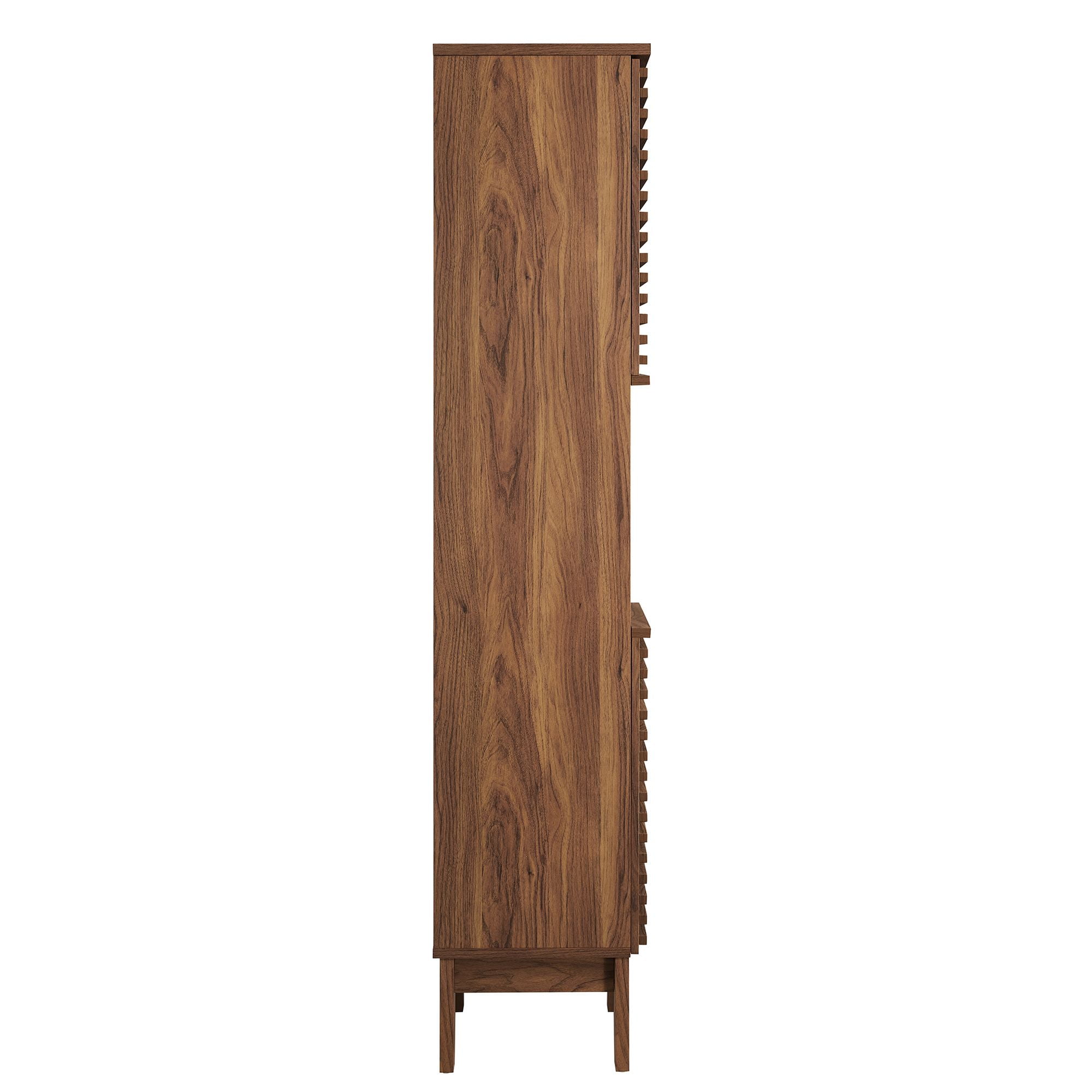 Render Tall Narrow Bathroom Storage Cabinet in Walnut