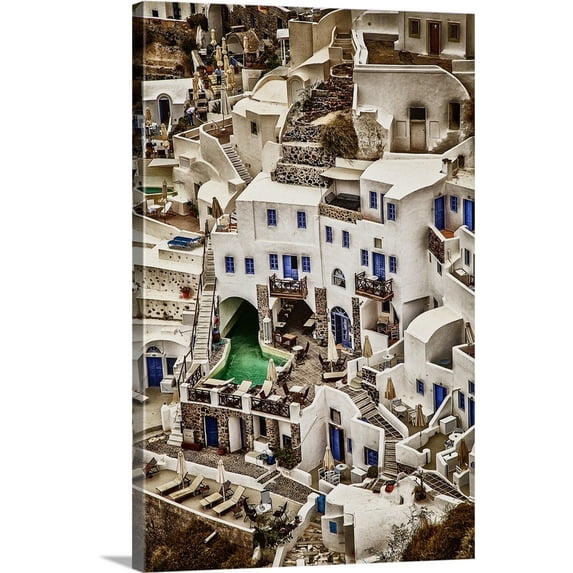 Great BIG Canvas | "The town of Oia, Santorini, Greece" Canvas Wall Art - 32x48