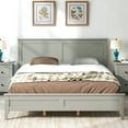 thumbnail image 1 of CLEARANCE! Modern Gray Solid Wood Queen Platform Bed, 1 of 7
