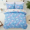 thumbnail image 4 of Btargot 5Pcs Unicorn Girls Bedding Set Full Rainbow Flowers Loves Comforter Set Bed-in-a-Bag, 4 of 13