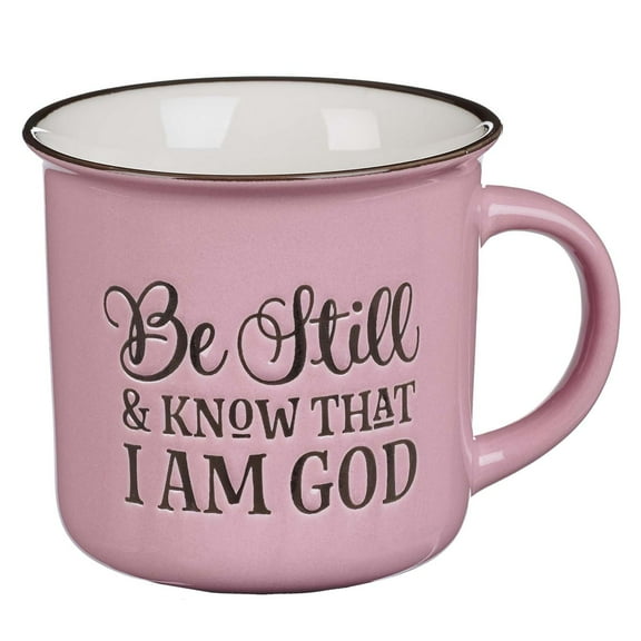 Be Still and Know Pink Camp Style Coffee Mug - Psalm 46:10