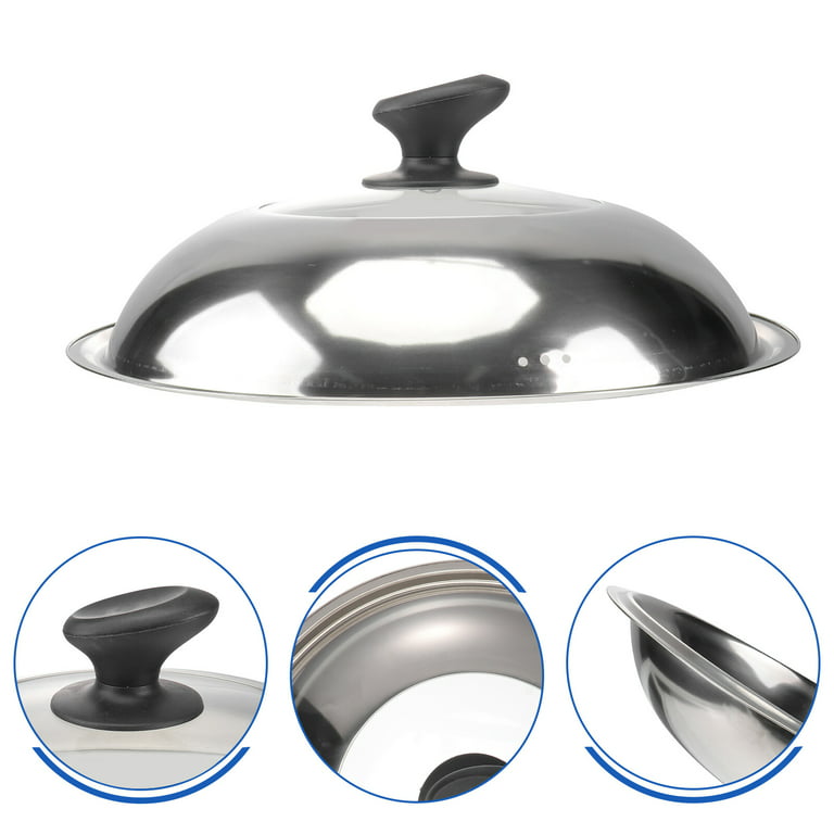 Stainless Steel Pot Cover Household Pan Lid Wok Cover with Knob Round Cover for Pot, Size: 33x33cm