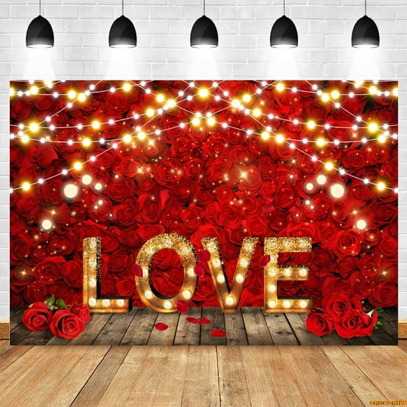 Valtine's Day Backdrop Glitter Rustic Wood Red Love Heart Bridal Shower Party Wedding Photography Background r Photostudio