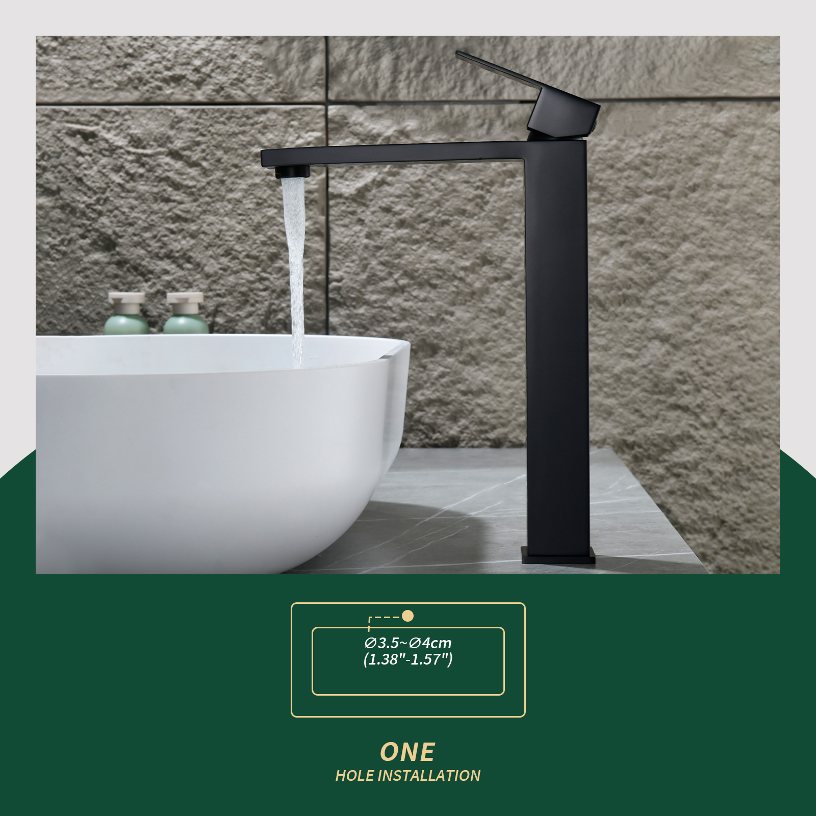 Cobbe Single-Hole Installation Bathroom Vessel Sink Faucet Single-Handle with Pop-Up Drain Faucet Matte Black