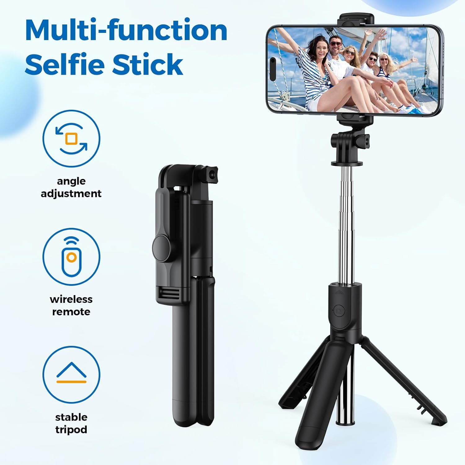 Tripod, Retractable Tripod with Wireless Remote Control, for Photograph, Live Streaming, Video Recording, Compatible with Android, iPhone and More