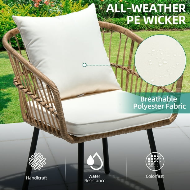 Dextrus 5 Piece Outdoor Wicker Furniture Set 2 Outdoor Patio Chairs With 2 Ottomans and Coffee Table