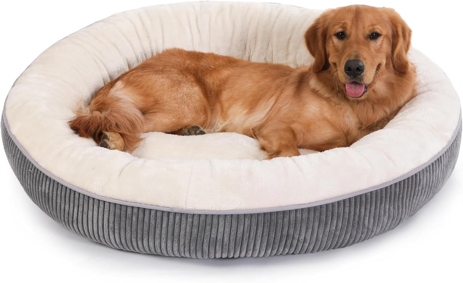Donut Dog Bed,30 Inches Calming Round Dog Beds for Medium Dogs,Washable Anti Anxiety Cuddler Dog Bed with Removable Cover(Coffee,Medium)