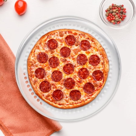 PAMINGONO Perforated Pizza Pan Aluminum Alloy Silver 1Pcs