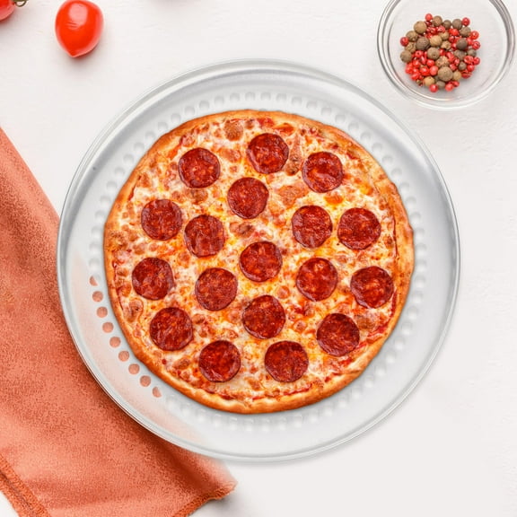 PAMINGONO Perforated Pizza Pan Aluminum Alloy Silver 1Pcs