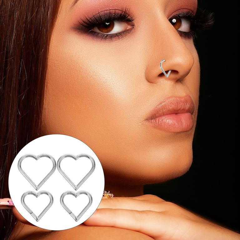 4pcs Heart-shaped Nose Rings Piercing Nose Rings Fashion Women Body Jewelry