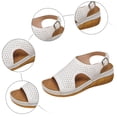 thumbnail image 3 of Rokment Women's Platform Wedge Orthopedic Walking Sandals 2026 Summer Stylish Breathable Leather Peeptoe Slingback Gladiatoor Non Slip Work Shoes White Size 6.5, 3 of 5