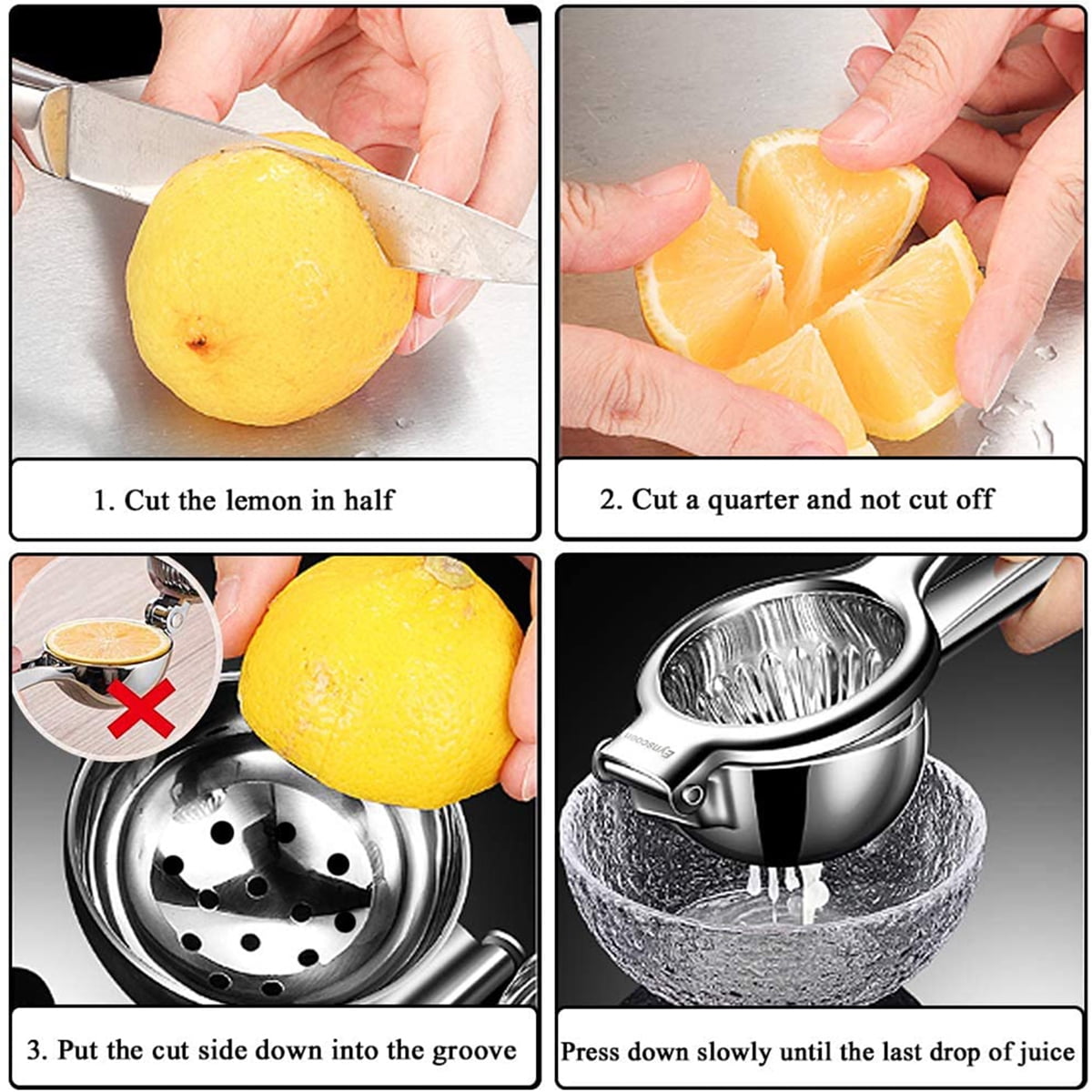 Kepooman 3.54" Handheld Stainless Steel Lemon Squeezer for Orange Citrus, Silver Kepooman 3.54" Handheld Stainless Steel Lemon Squeezer for Orange Citrus, Silver
