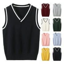 Ruyang Boys Girls School Knitted Sweater Vest Sleeveless V Neck Knit Vest Warm Knitwear Fall Winter Pullover Waistcoat