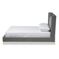 thumbnail image 2 of Baxton Studio Valery Modern and Contemporary Dark Gray Velvet Fabric Upholstered Queen Size Platform Bed with Gold-Finished Legs, 2 of 8