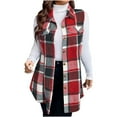 thumbnail image 2 of Women's Fall Flannel Plaid Vests Tops Oversized Sleeveless Long Coat Cozy Casual Fashion Jackets with Pockets New Light Fall Jacket Women Red L, 2 of 6