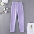 thumbnail image 4 of Krdevn Girls Solid High Waist Full Length Stretch Knit Leggings Casual Bottoms 8-9 Years,Light Purple, 4 of 6