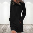 thumbnail image 2 of Vedolay Women Hoodless Hoodies Crew Neck Pocket Long Sleeve Tunic Plus Shirt Black,M, 2 of 4