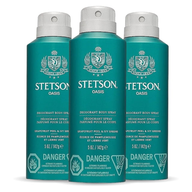 Spray corporal SCENT BEAUTY STETSON All Day Oasis, 150 ml, paquete de 3 unidades, para hombre