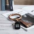 thumbnail image 2 of DODOING Wristlet Round Key Ring Chain Leather Oversized Bracelet Bangle Keychain Holder Tassel for Women Girl, 2 of 6