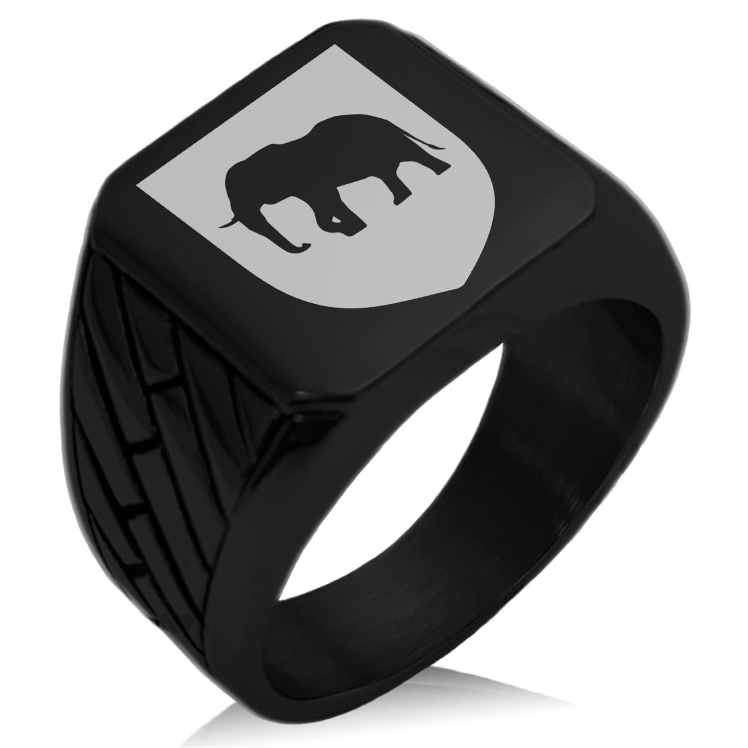 Stainless Steel Elephant Strength Coat of Arms Shield Geometric Pattern ...