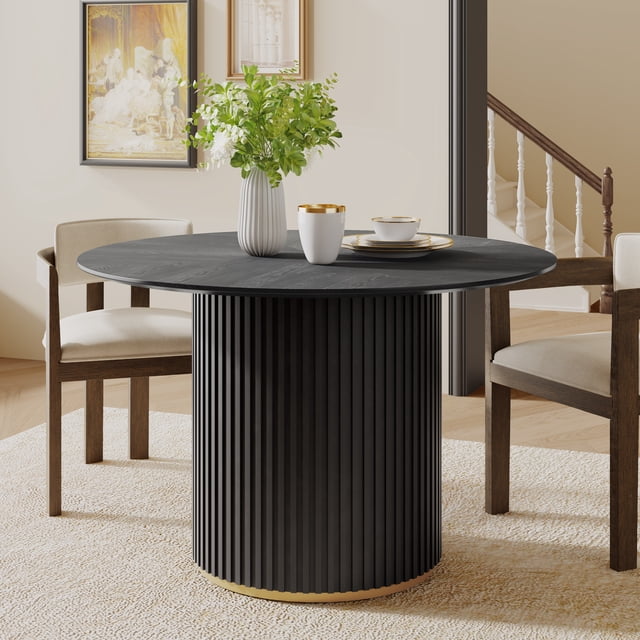 47.25" Round Pedestal Dining Table,Black
