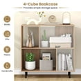 thumbnail image 6 of Auranook Open Shelf Bookcase Mid Century Modern Cube Bookshelf with 4 Compartments, 6 of 8
