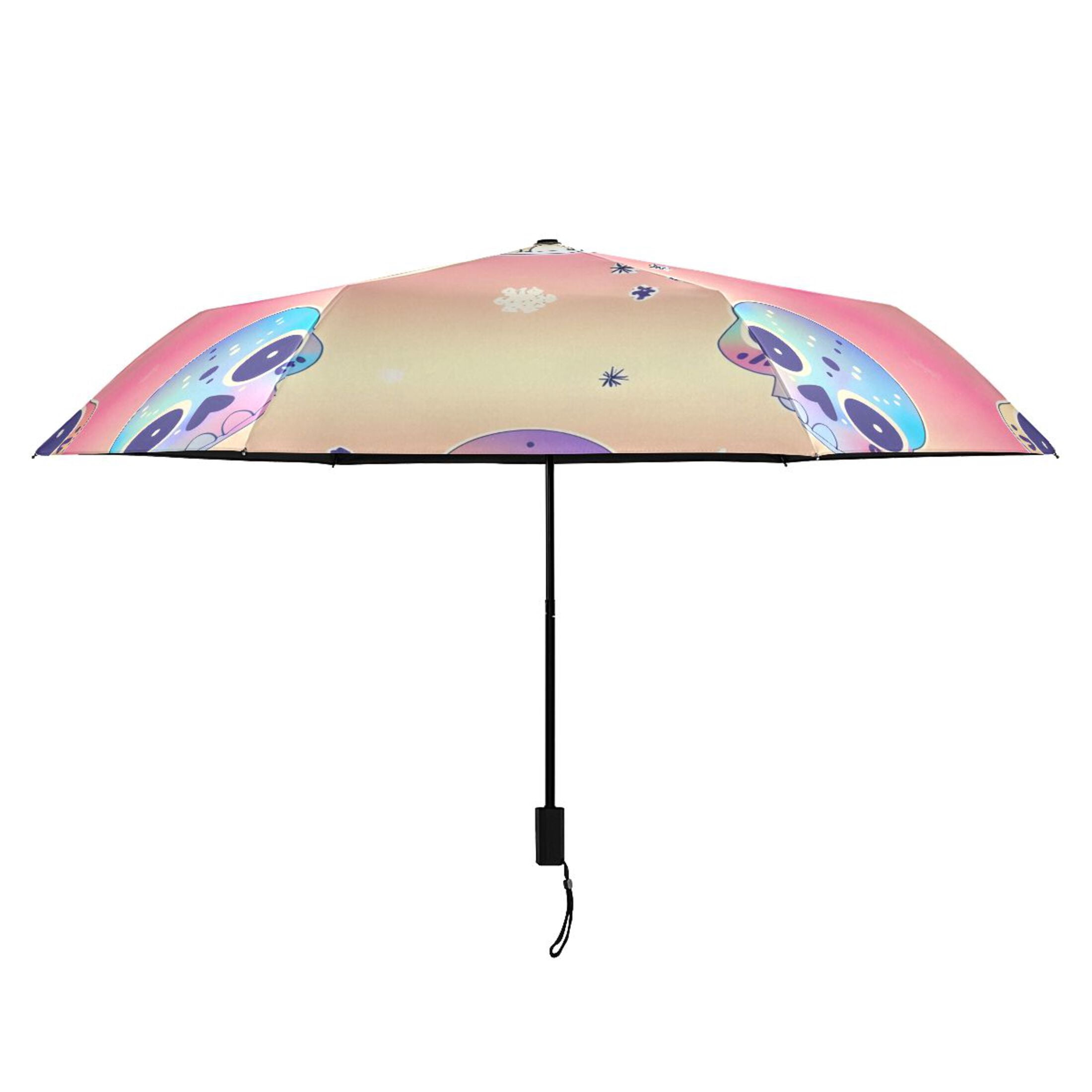 ALAZA Cute Tie-dye Skull UPF 50+ Compact Folding Umbrella for Rain Travel Umbrella Packable