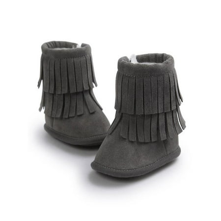 Keep Warm Double-deck Tassels Soft Snow Boots Soft Crib Shoes Toddler