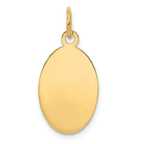 14K Yellow Gold Charm Pendant 22 mm 11 Plain .027 Gauge Engravable Oval Disc