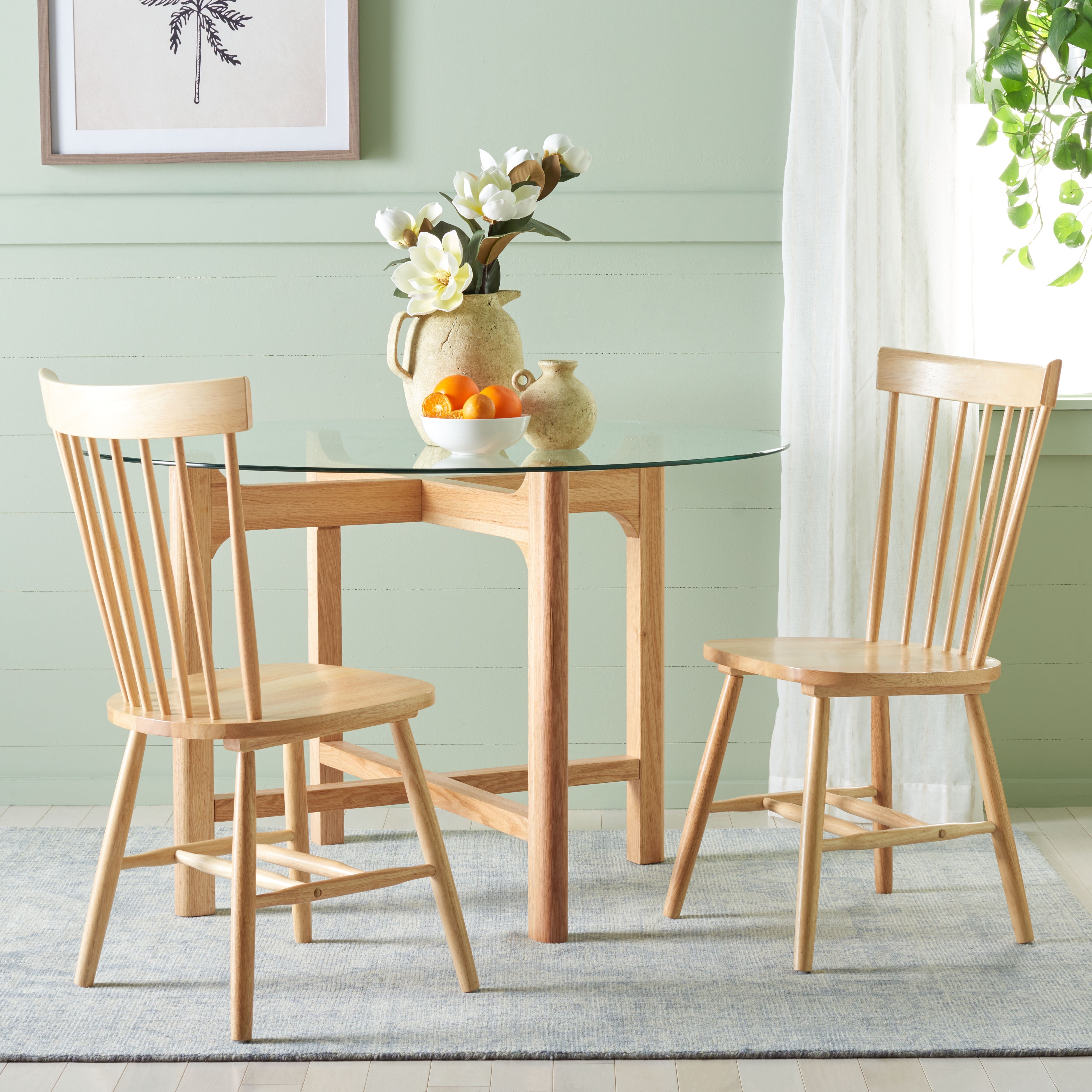 Safavieh Parker Scandinavian Adult Country Wood Solid Print Dining Side Chairs, Natural (Set of 2)