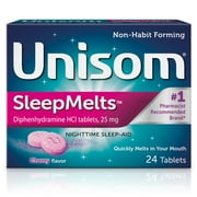 Unisom SleepMelts Tablets, Sleep-Aid with 25mg Diphenhydramine HCI, Cherry, 24 ct.