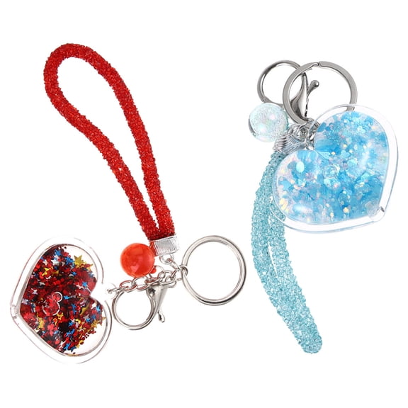 LOLIPPYY Cute Heart Shape Glitter Moving Sand Keychain 's Durable Acrylic Alloy Bag Charm Assorted Color