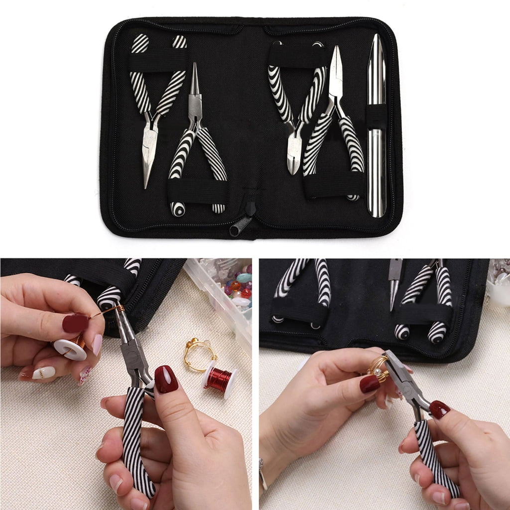 Zebras Stripe Handle Pointed Round Oblique Flat Nose Plier with Bead Shovel Tool