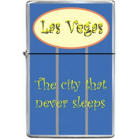 Las Vegas City Never Sleeps Blue Refillable Metal Lighter (Best 5 Vegas Cigar)