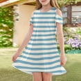 thumbnail image 3 of XADYUY Girls Summer Dress Size 14-16 Casual A-Line Sleeveless T-Shirt Dress for School Striped Twirl Crew Neck Swing kids sundresses girls 4-16,Light Blue 4-5 Years, 3 of 6