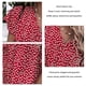thumbnail image 4 of Top de manga corta para mujer, cuello en V, camisa con estampado floral, manga con volantes, camisa suelta, Top informal de verano, Rojo L, 4 of 5